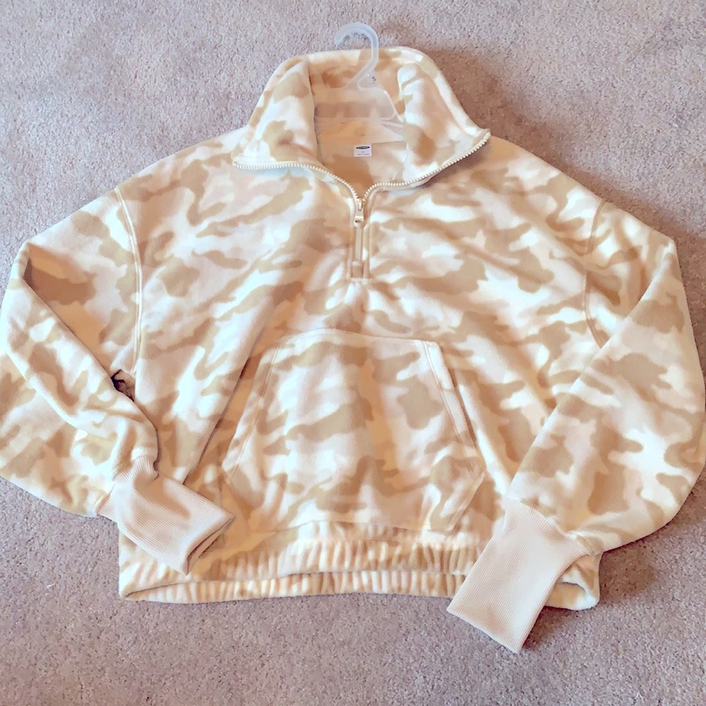 NWT Okd navy crop 1/4th zip fleece